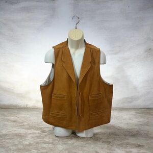 Wah Maker Frontier Clothing Men’s Western Vest Tan Leather Size XL